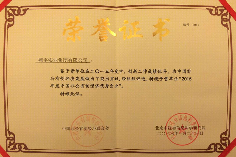 中國非公有制經(jīng)濟優(yōu)秀企業(yè)